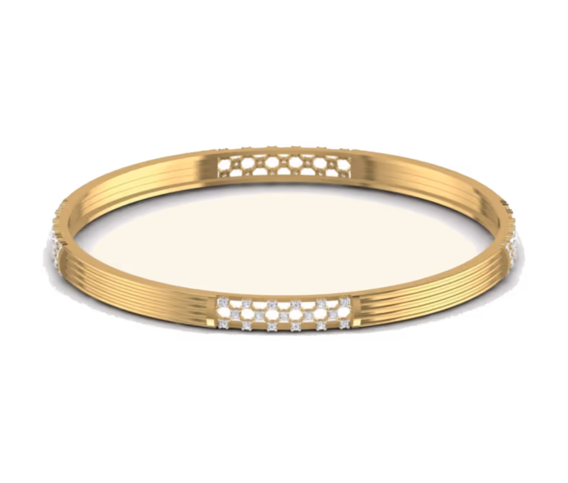 Block-Set Diamond Bangle