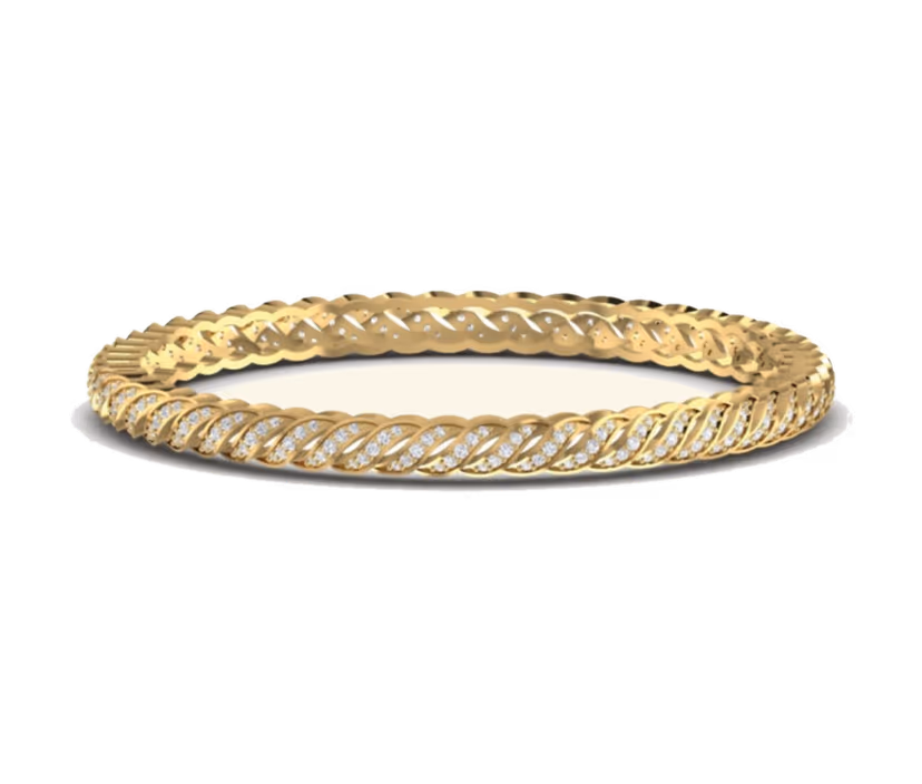 Rope-Twist Diamond Bangle