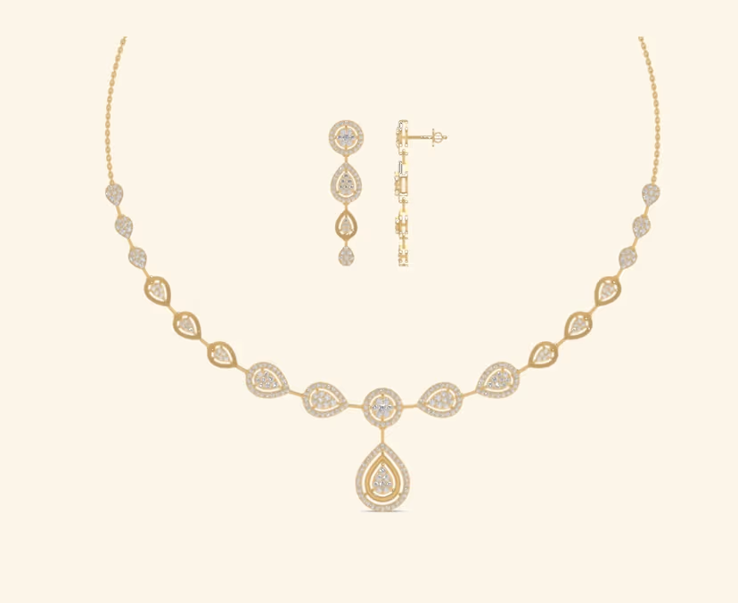 Marquise chevron diamond necklace with refined drop accent.