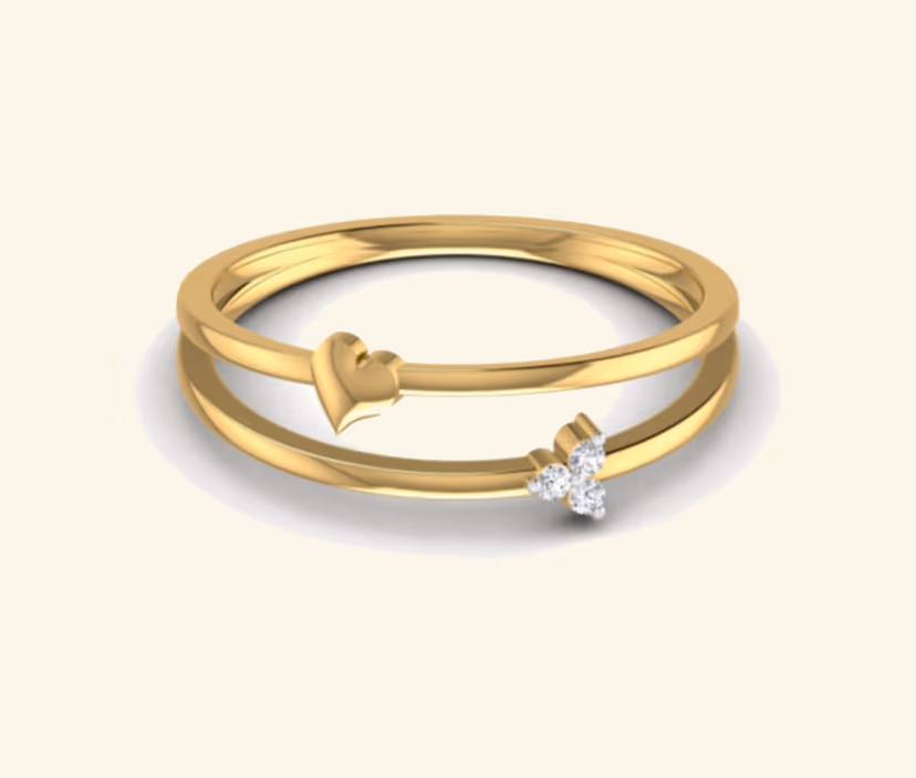 Solitaire halo ring with pavé-set diamond crown.