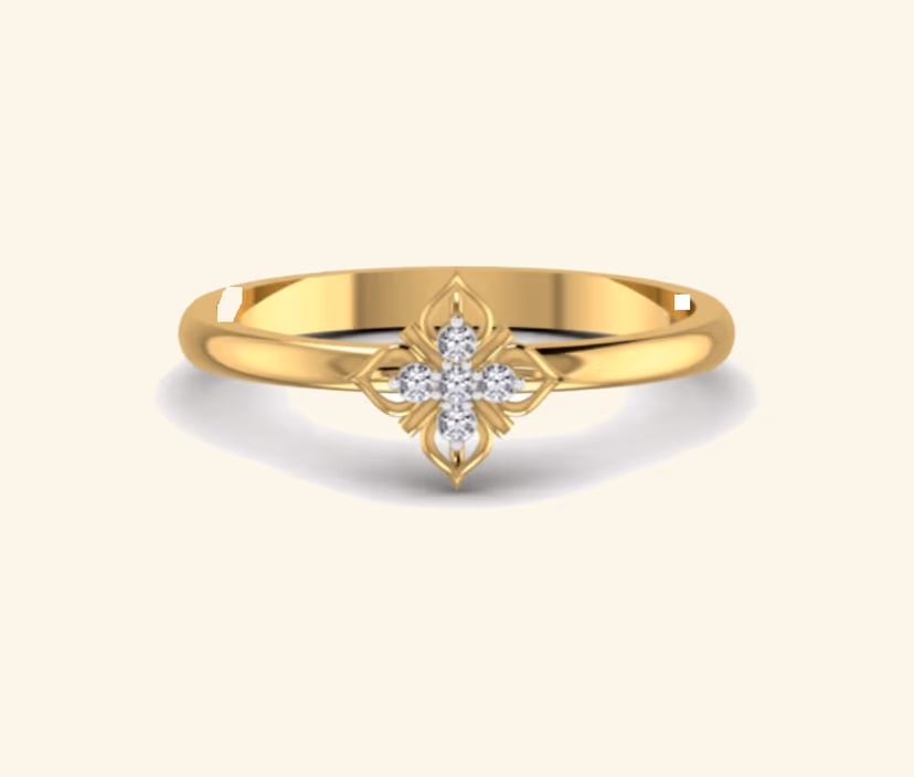 Solitaire diamond ring with knife-edge band detail.