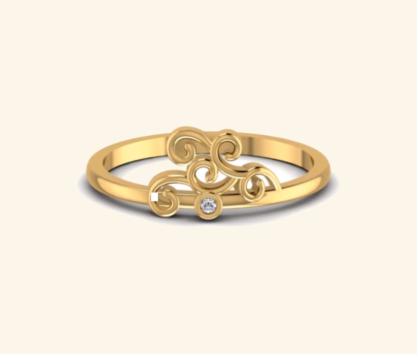 Modern split-shank diamond ring with pavé crown.