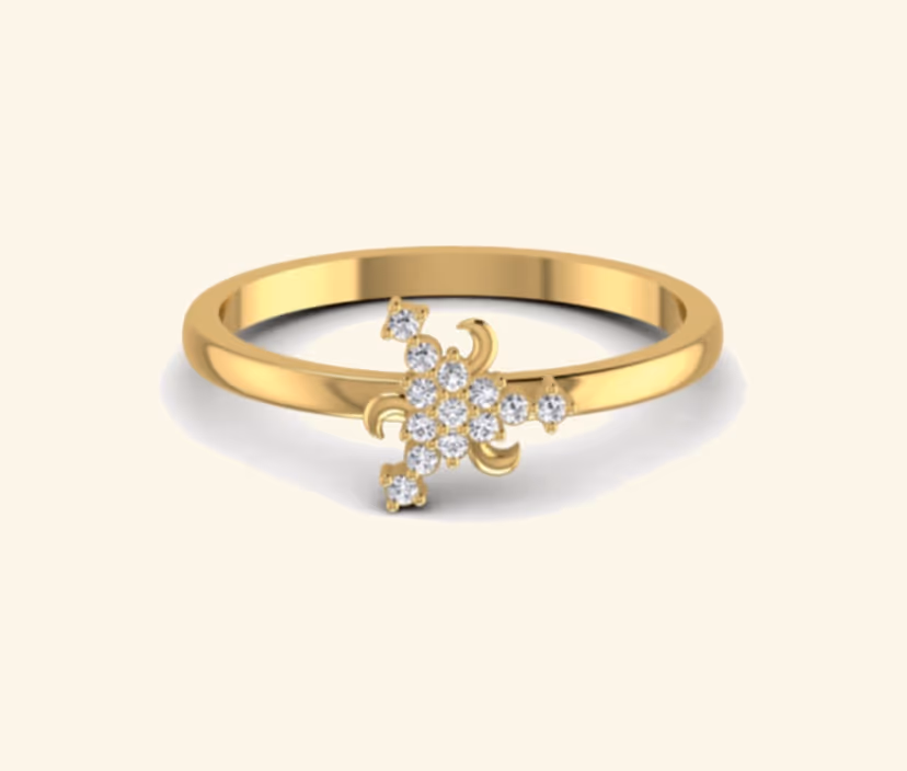 Bezel solitaire band with low-profile diamond setting.
