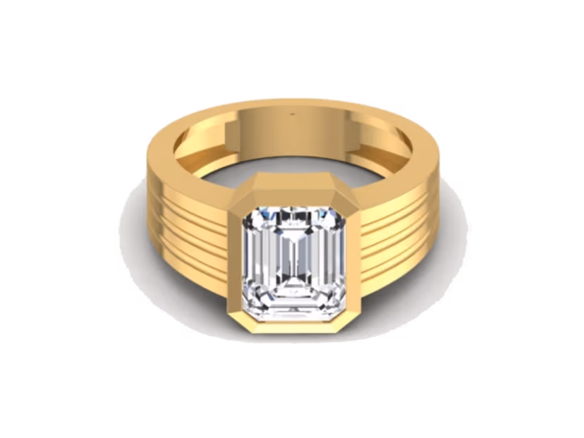 Emerald-Cut Bezel Signet — 14K Yellow