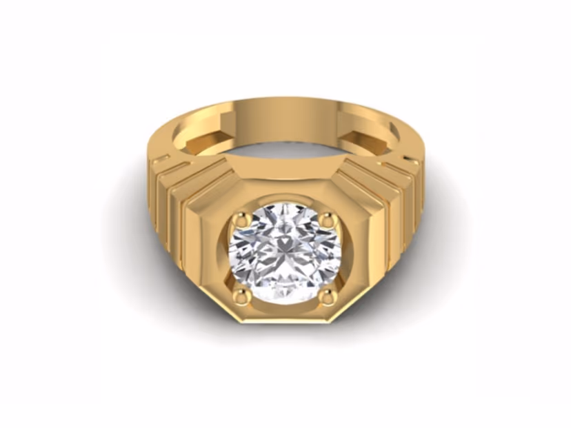 Large round bezel, stepped geometric band