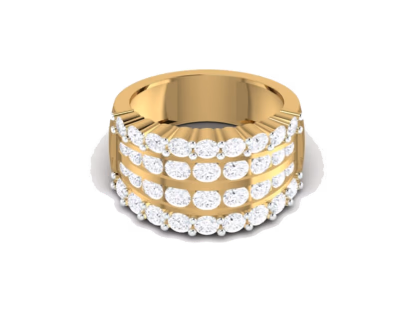 Triple-Row Pavé Cigar Band
