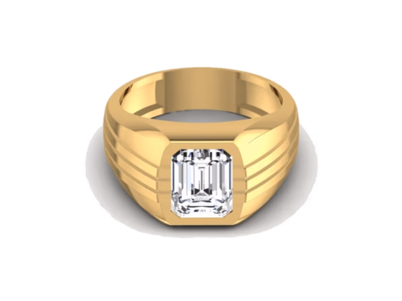 Emerald-Cut Grooved Shoulders