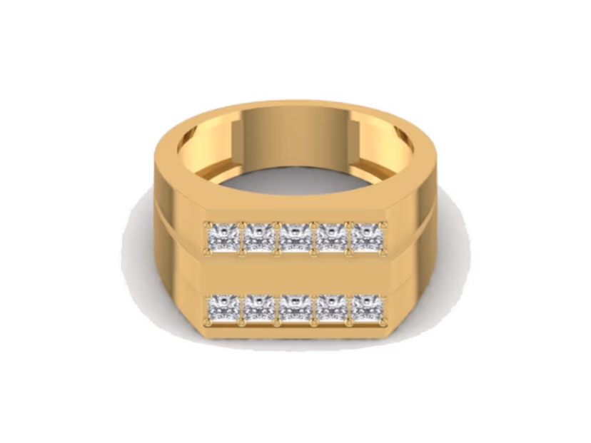 Double-Row Pavé Band — 14K