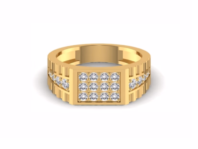 Rolex-style grid top, pavé face
