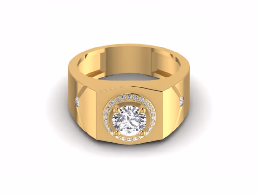 Round halo statement ring, 1ct+