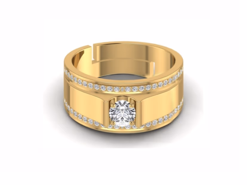 Center solitaire with pavé channel sides
