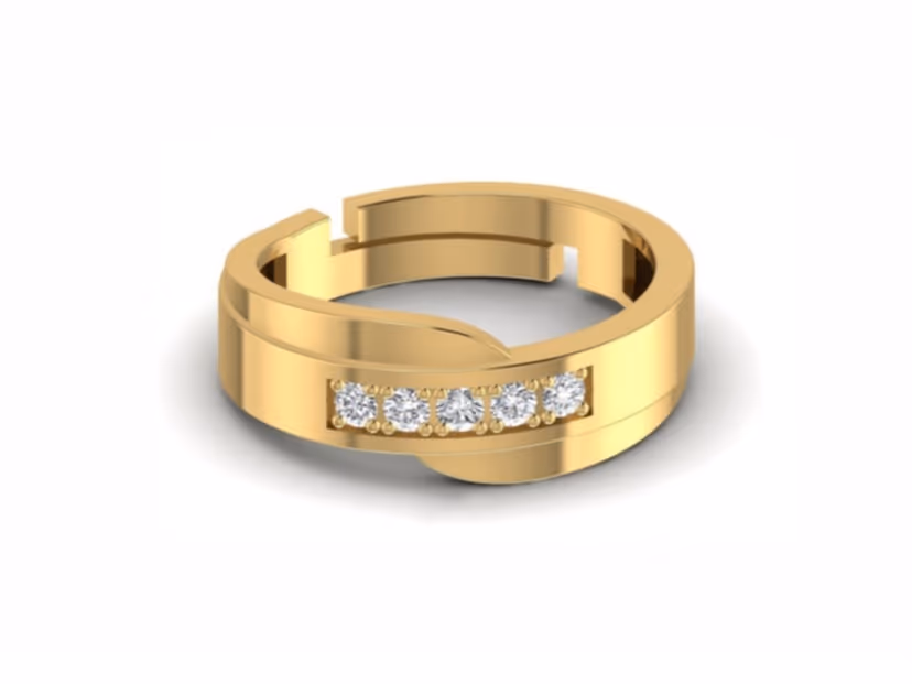 Channel-set 5-stone inline men's band