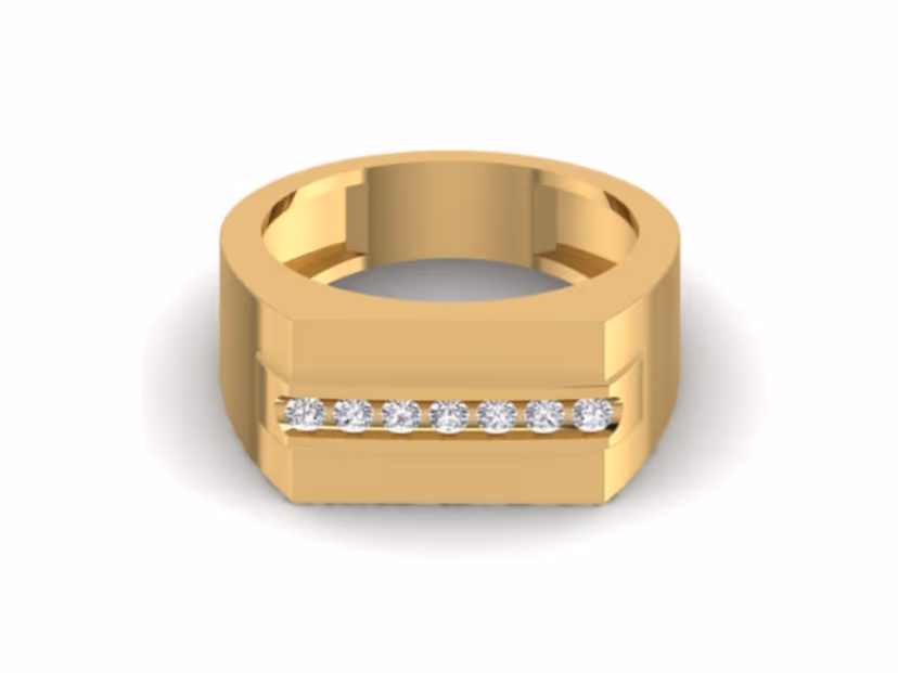 7-stone inline channel band, wedding staple