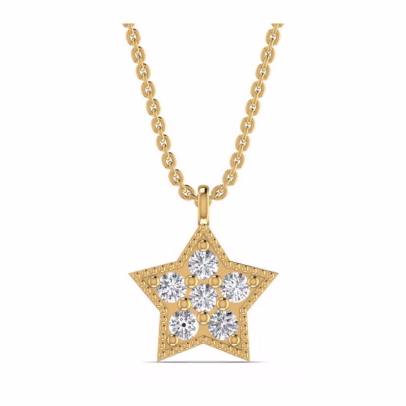 Tiny bezel-set round station pendant on a delicate cable chain.
