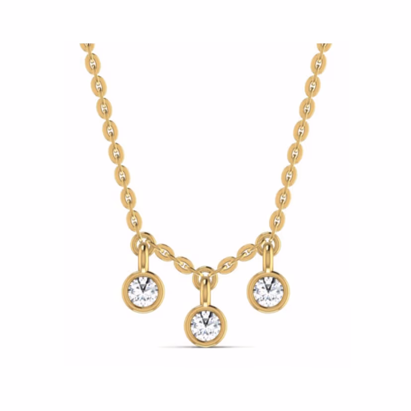 Heart silhouette pendant with single bezel-set diamond at centre.