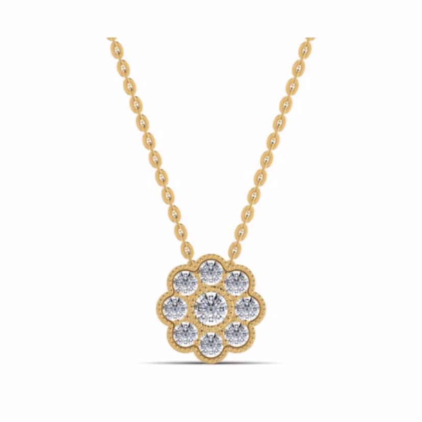 Tiny three-prong solitaire pendant on a diamond-cut chain.