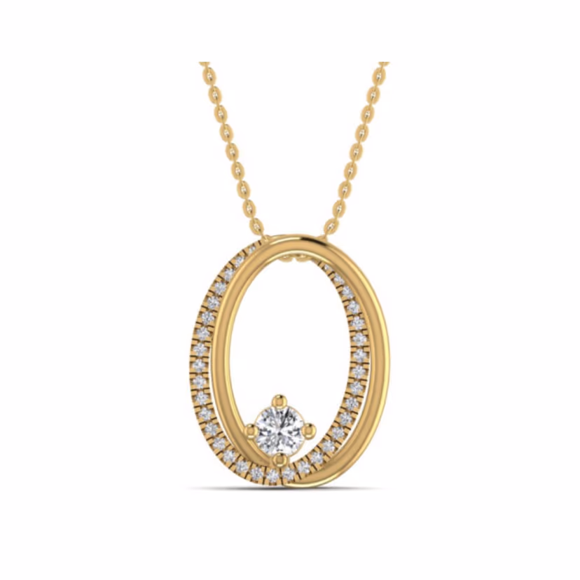 Three-stone graduated bar pendant with prong-set rounds.