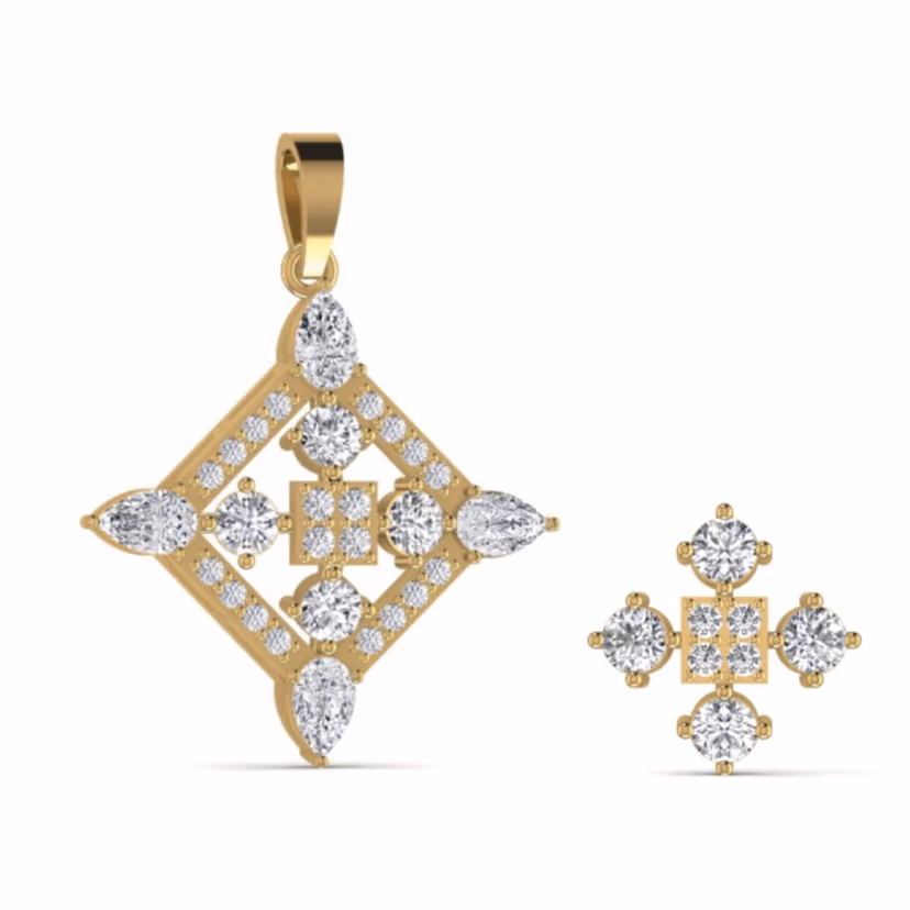 Open four-leaf clover pendant with pavé bordering.