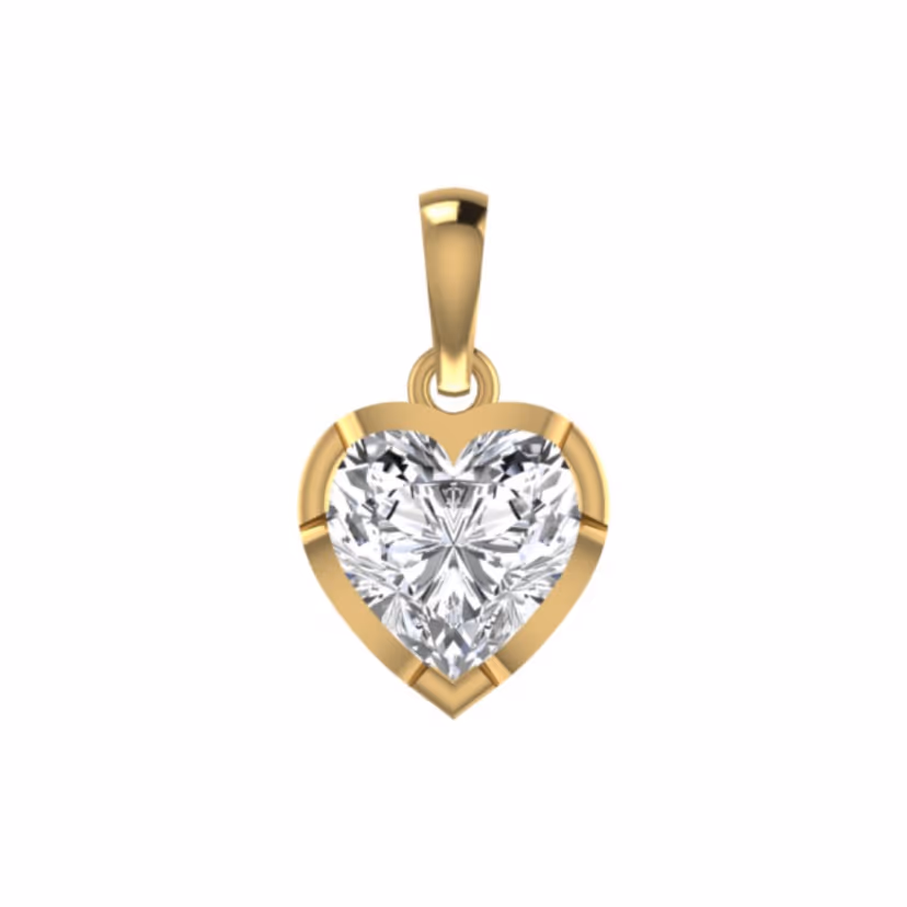 Open-frame pavé heart pendant with prong-set centre diamond.