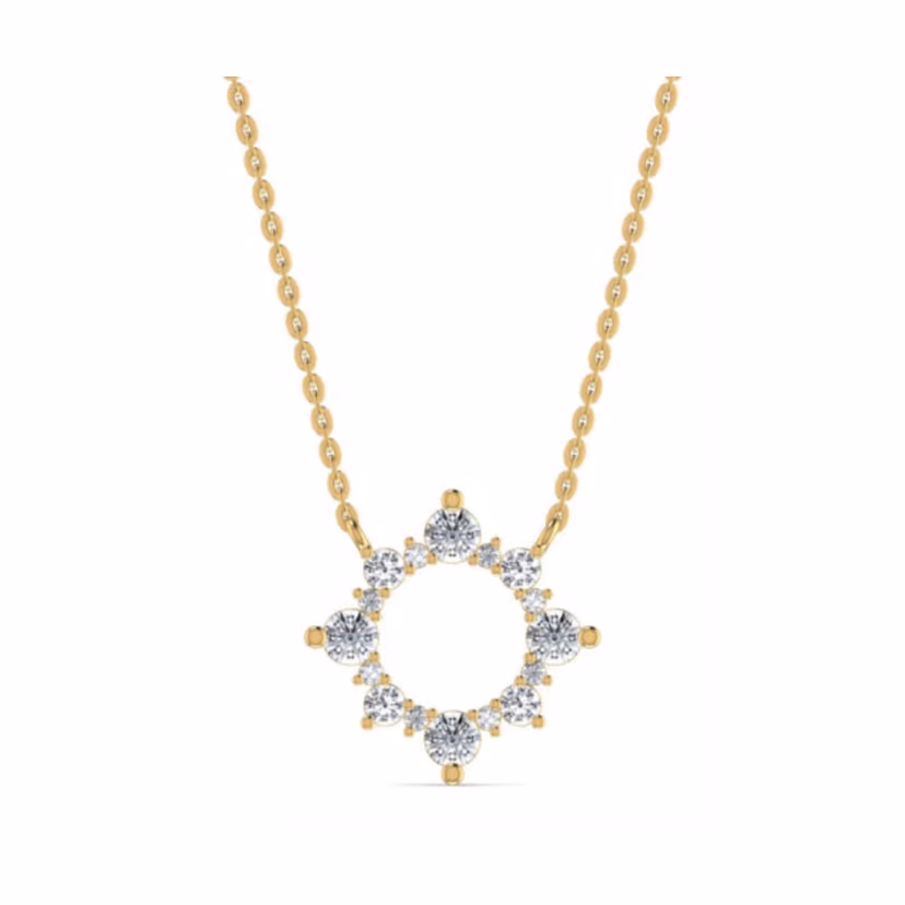Round halo cluster pendant on slim chain.