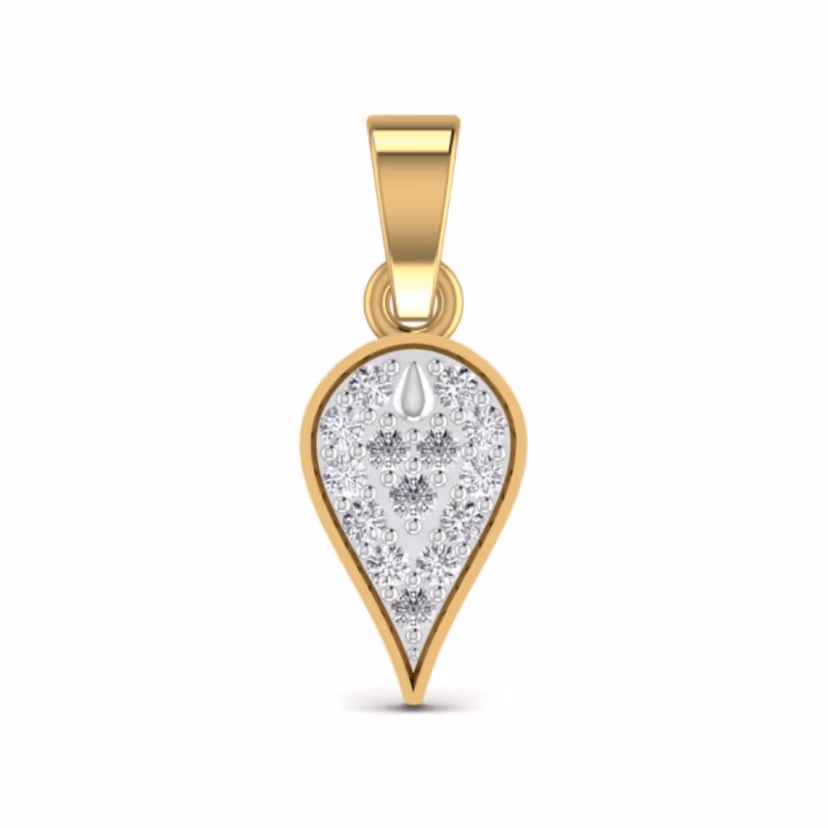 Pavé crescent-moon pendant with delicate gold curve.