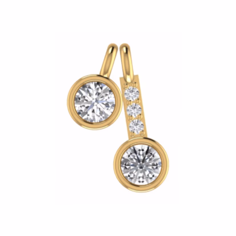 Open-circle ribbon pendant with bezel-set diamond accent.