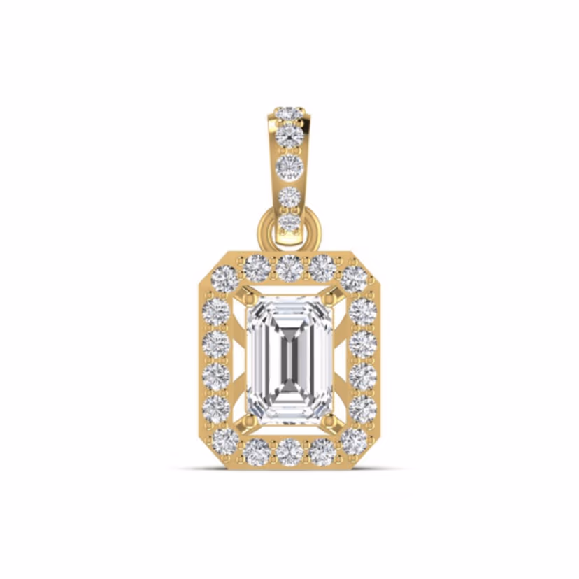 Pavé cross pendant with milgrain edge detail.