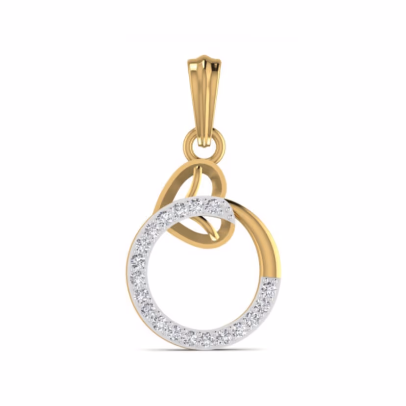 Round halo pendant with subtle cable-bail detail.