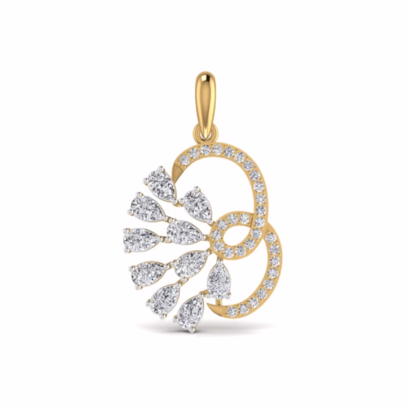 Pavé quatrefoil clover pendant with bordered petals.