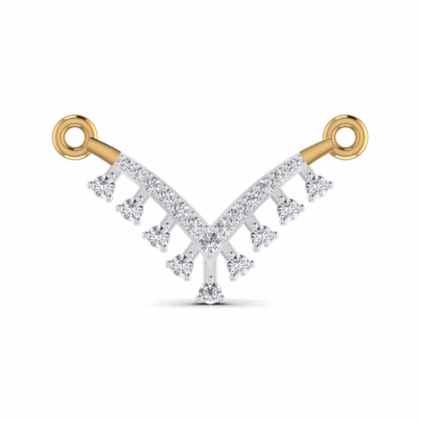 Diamond-set ribbon-twist pendant with pavé curl.