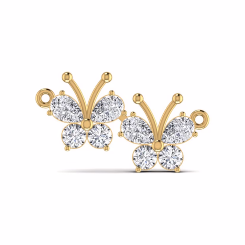 Stylized pavé V pendant with sharp gold lines.