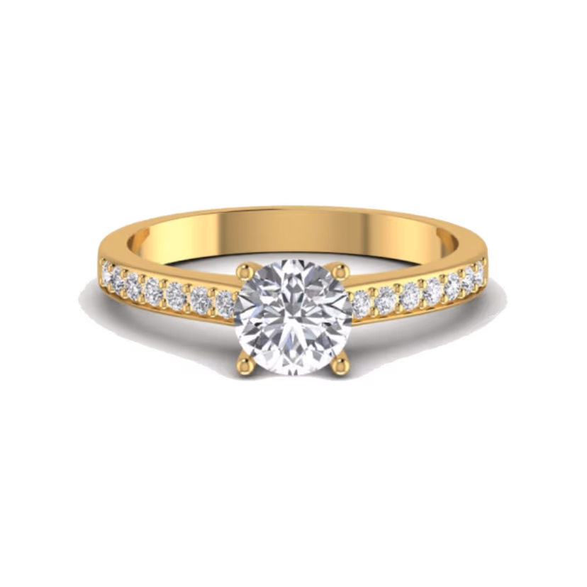 Round Solitaire Ring with Pavé