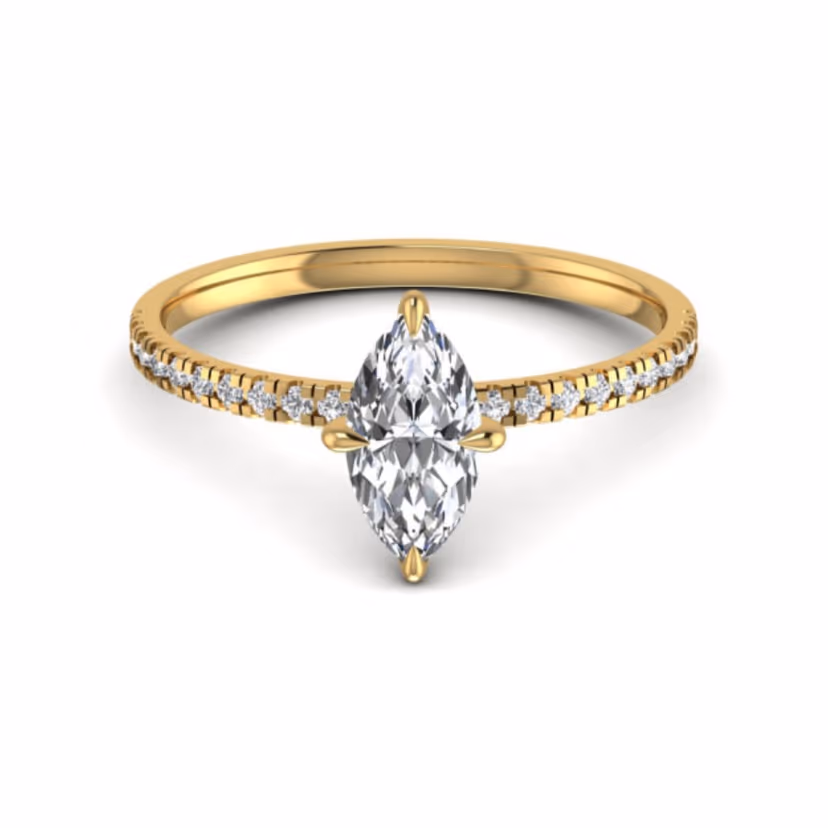 Channel-set diamond ring with even round stations.
