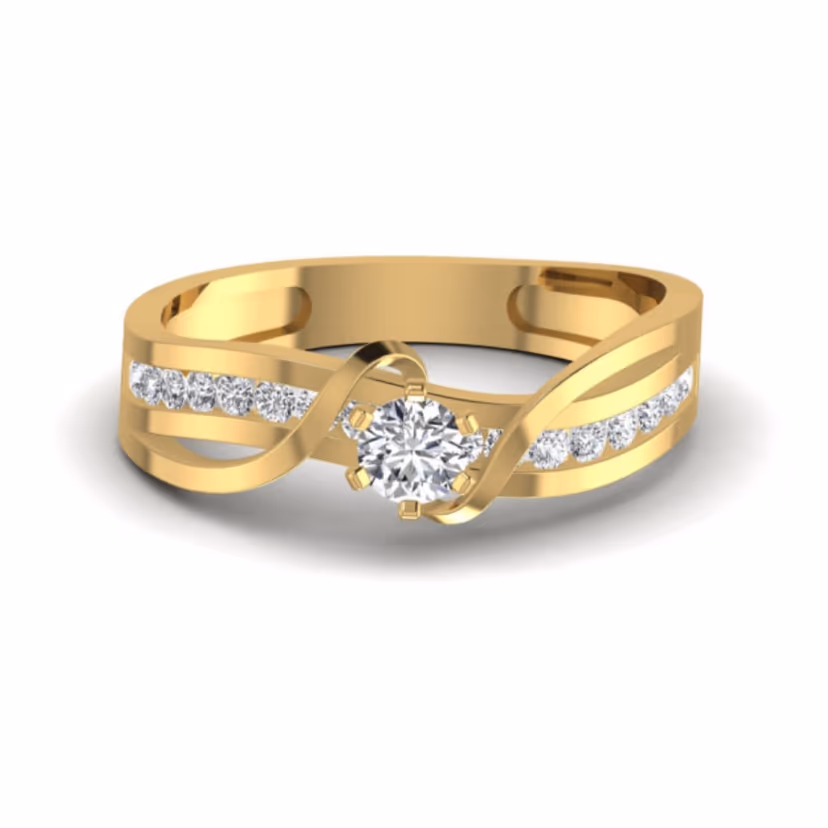 Half-eternity pavé ring with smooth gold underside.