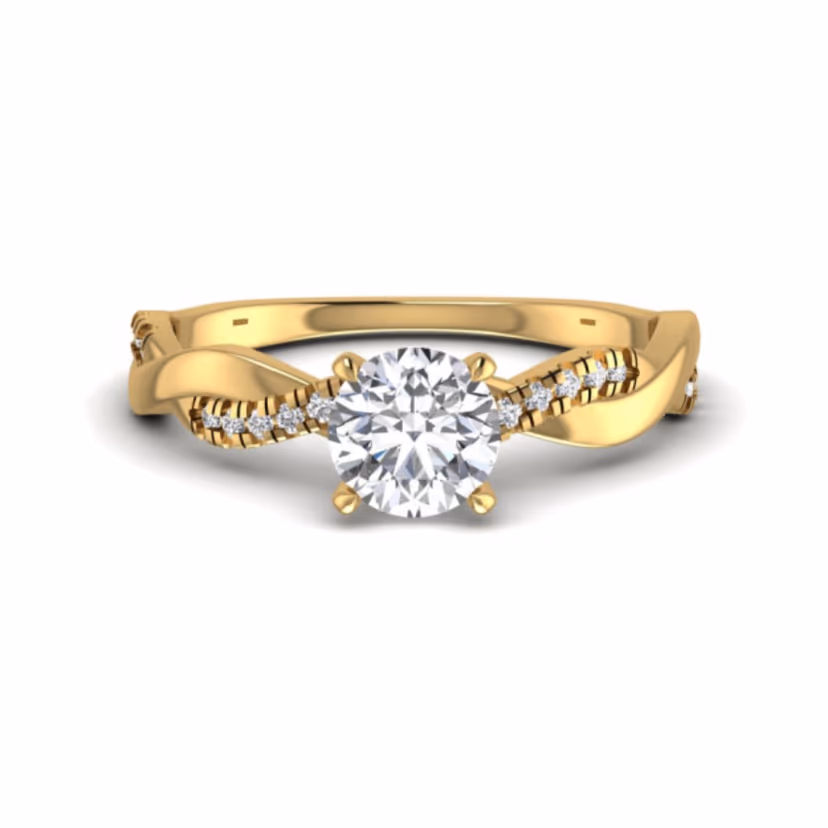 Round bezel solitaire ring on a slim polished band.
