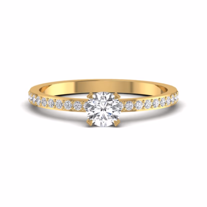 Round halo cluster ring with bordered pavé head.