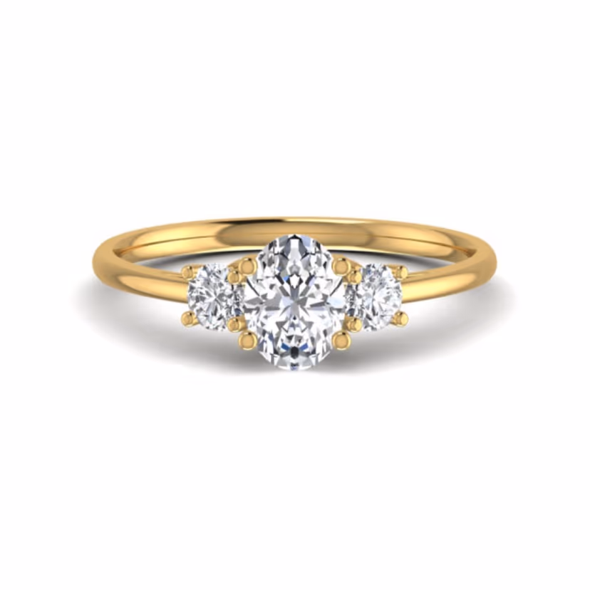 Half-eternity round ring with claw-set diamonds.