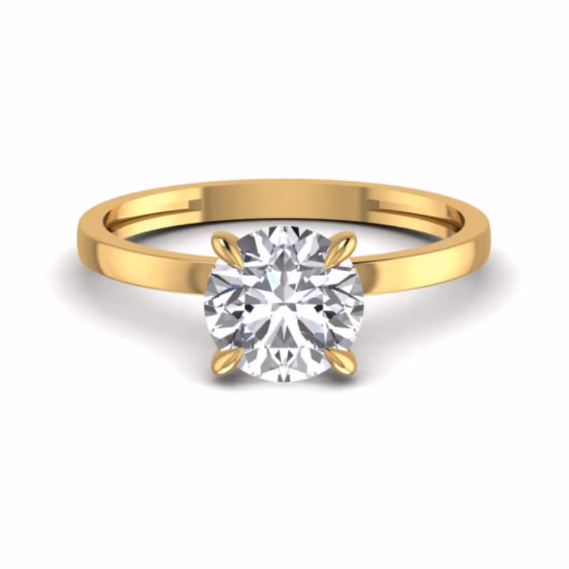Round halo solitaire ring with pavé inner crown.