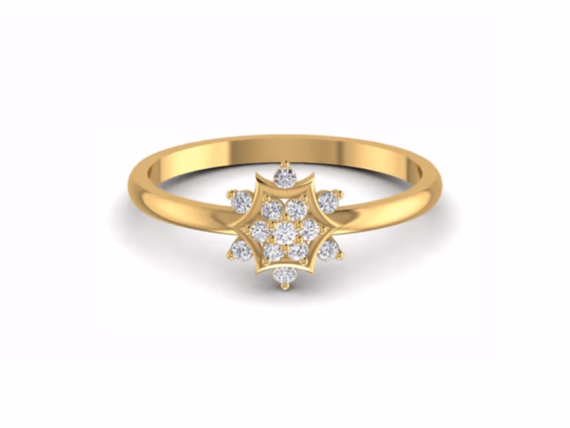 Refined 1.62g solitaire centered on a 0.14ct diamond