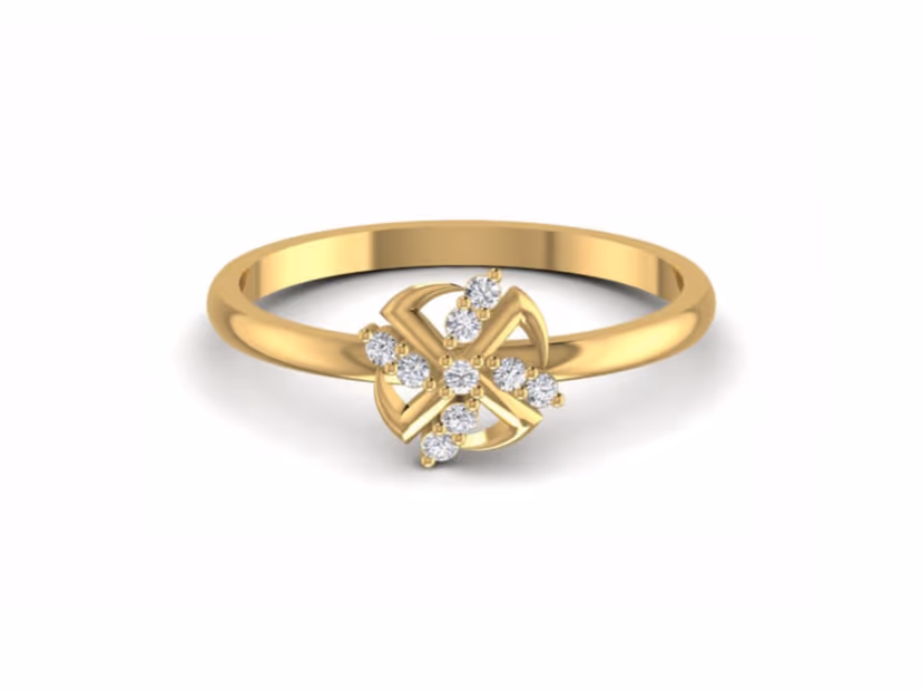Mid-weight 1.58g band with a 0.09ct round accent