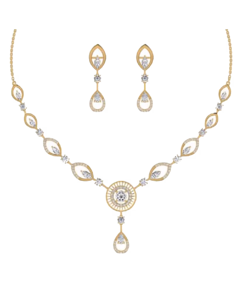 Diamond Drop Center Pendant Set