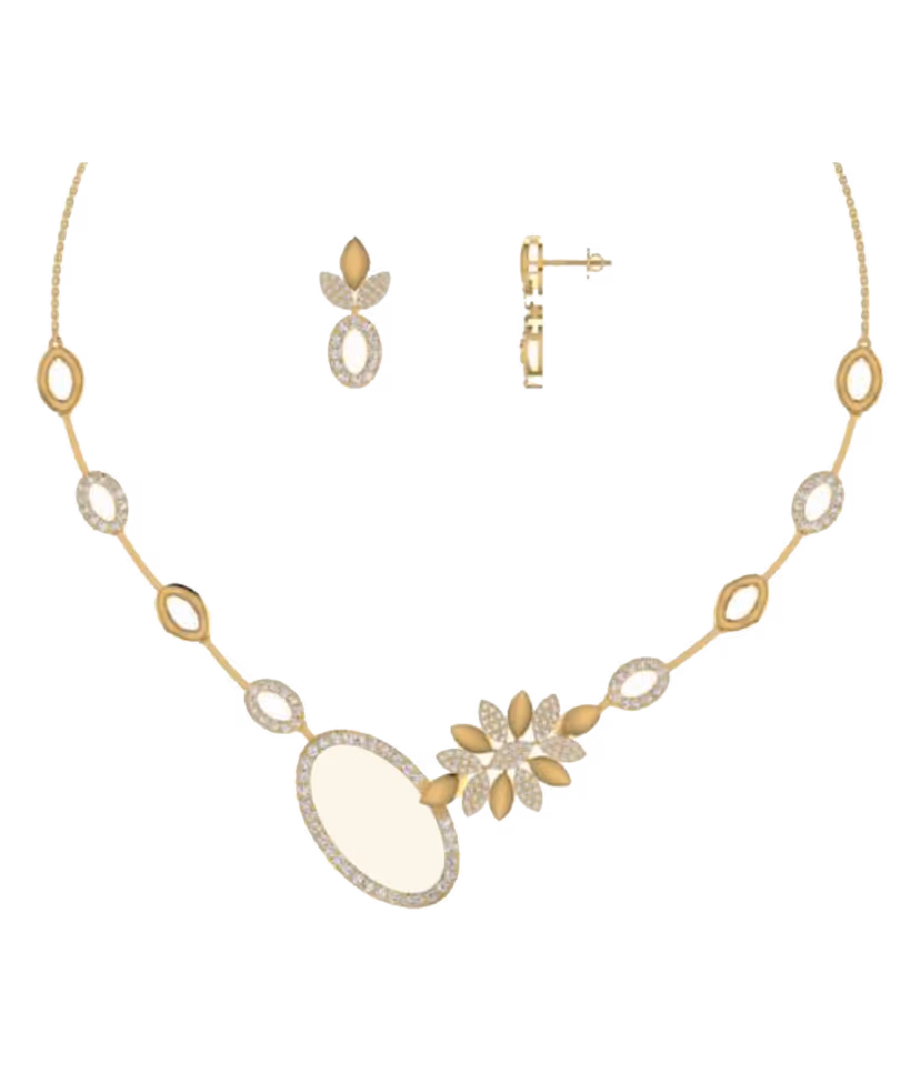 Geometric Leaf Scallop Necklace