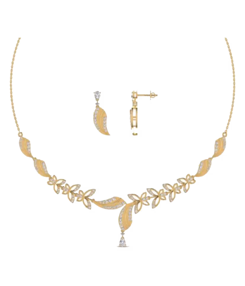 Curved Leaf Drop Necklace