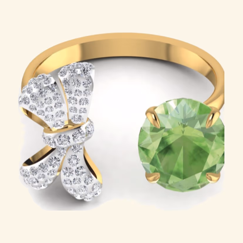 Round sapphire halo ring with floral cluster surround and slim polished band.