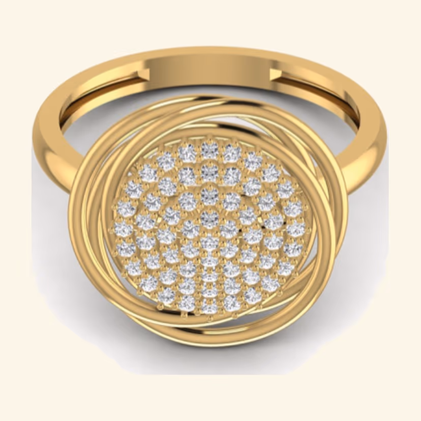 Pear sapphire side-stone ring with diamond floral cluster top.