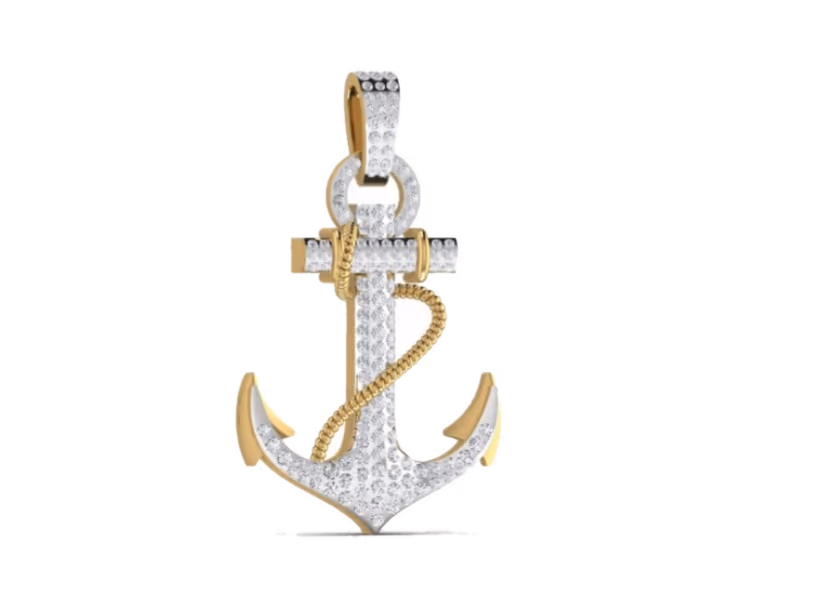 Iced Anchor Pendant