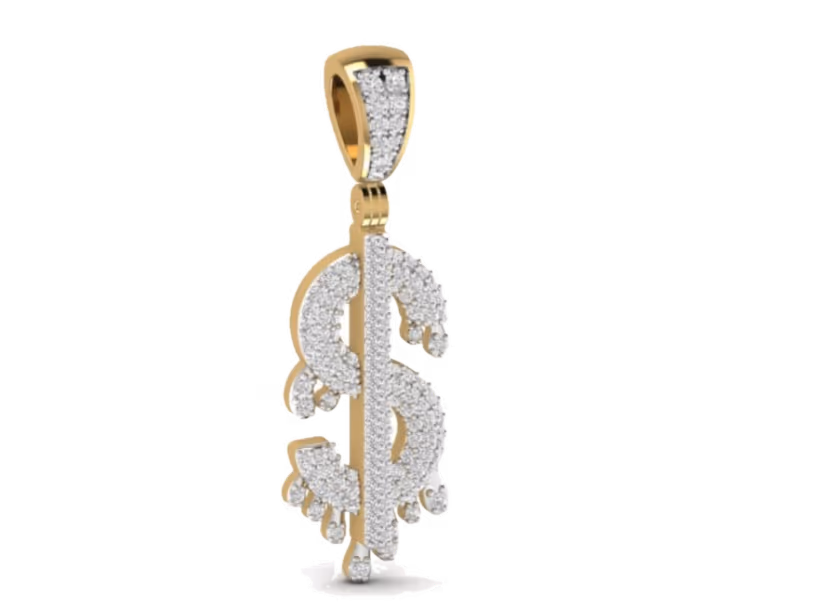 Iced Dollar Sign Pendant