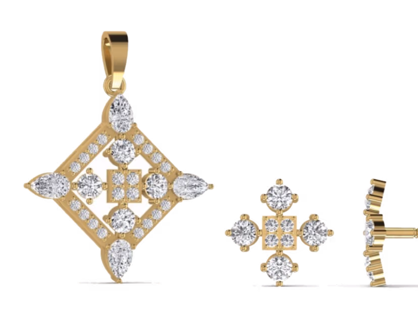 Iced Key Cross Pendant