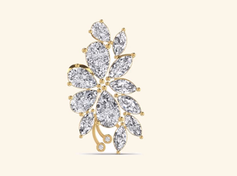 Marquise and pear cluster floral spray pendant with single pear drop.