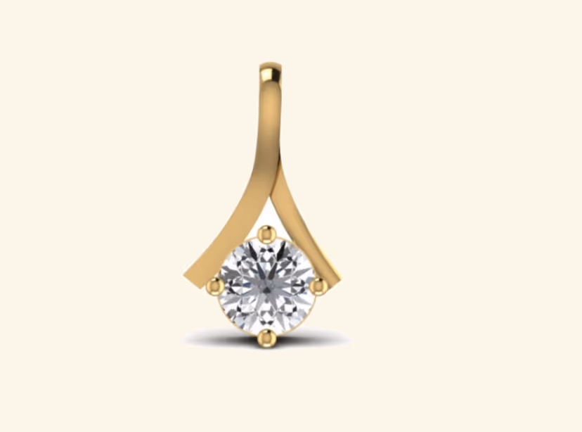 Single round prong-set diamond on a V-style gold drop bail.